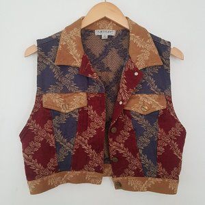 Vintage 90s Denim Cropped Paneled Vest